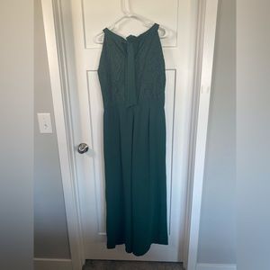 Cowl Halter Jumpsuit with Lace Back